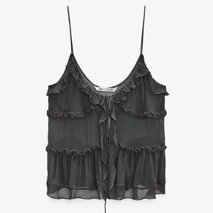 Zara Ruffled Sheer Top